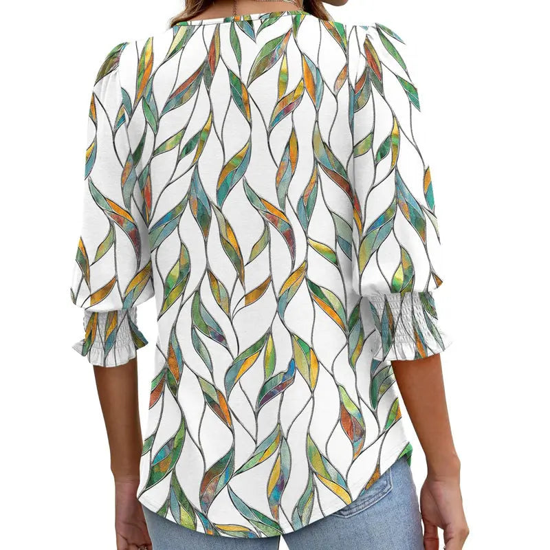 🌞Letzter Tag: 50% auf das 2. Kleidungsstück⏳ ✨ Damen-Bluse mit 3/4-Ärmeln – Elegant, bequem & vielseitig für jeden Anlass! 🌸👚