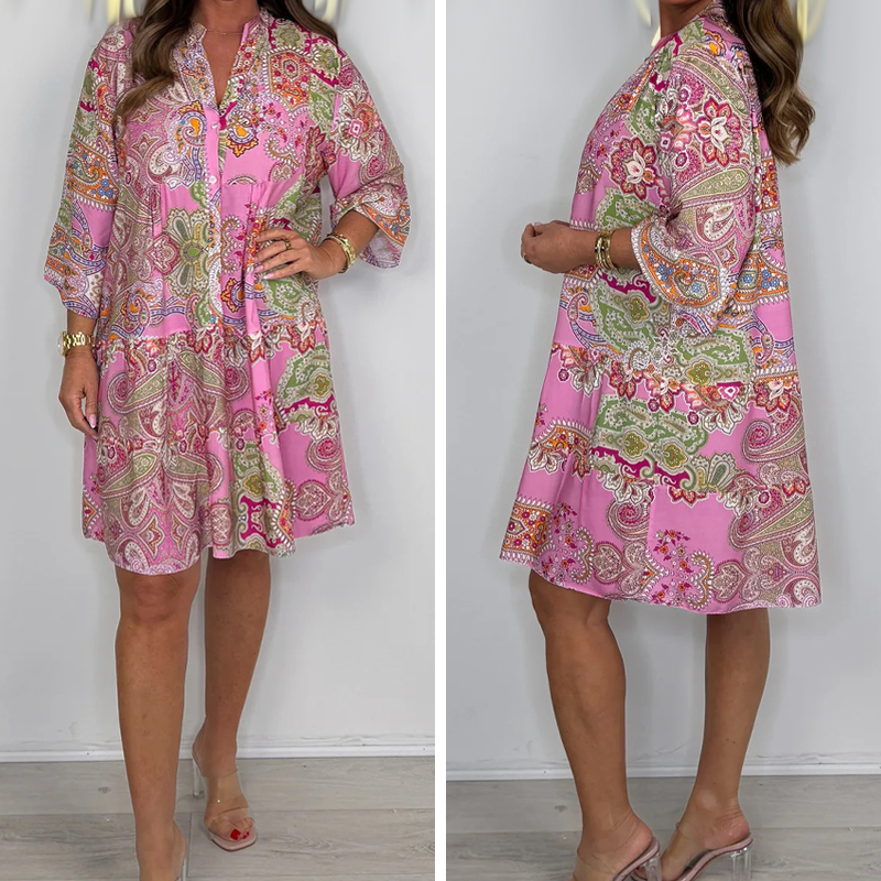 🥰Rosa Minikleid mit Paisleymuster für Damen