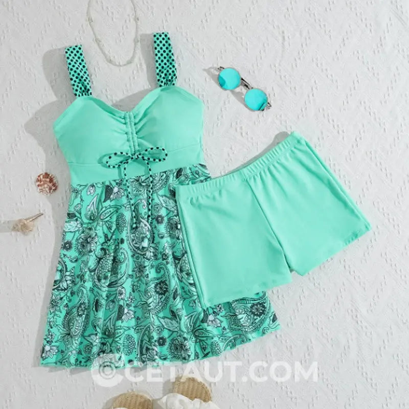 ⏳ LETZTER TAG IM ANGEBOT: 50% Rabatt auf das zweite Produkt⏰Badeanzug-Set: Badekleid & enganliegende Badeshorts