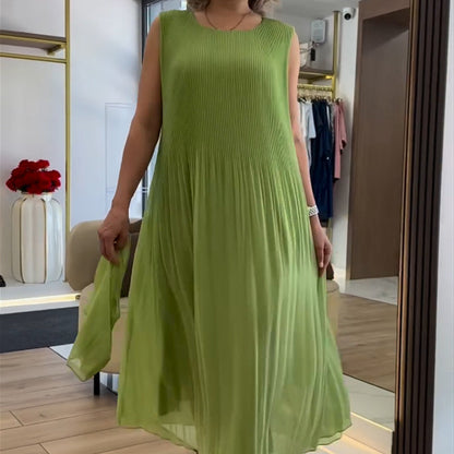 💃🏻Modisches ärmelloses Plisseekleid aus Chiffon für Damen