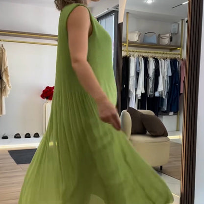 💃🏻Modisches ärmelloses Plisseekleid aus Chiffon für Damen