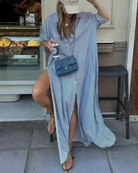 🌸Was soll ich morgen anziehen?💐Gestreifte Strickjacke Loose Large Size Unregelmäßiges Kleid