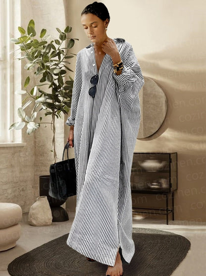 🌸Was soll ich morgen anziehen?💐Gestreifte Strickjacke Loose Large Size Unregelmäßiges Kleid
