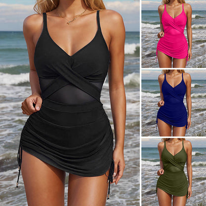 🌊zeitlich begrenzter Rabatt von 50% - einfarbiger sexy Netz-Badeanzug