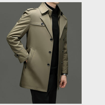 ✨Nur für kurze Zeit 50 % Rabatt – Herren-Trenchcoat in mittlerer Länge mit herausnehmbarem Futter