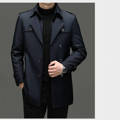 ✨Nur für kurze Zeit 50 % Rabatt – Herren-Trenchcoat in mittlerer Länge mit herausnehmbarem Futter
