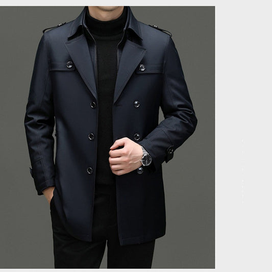 ✨Nur für kurze Zeit 50 % Rabatt – Herren-Trenchcoat in mittlerer Länge mit herausnehmbarem Futter