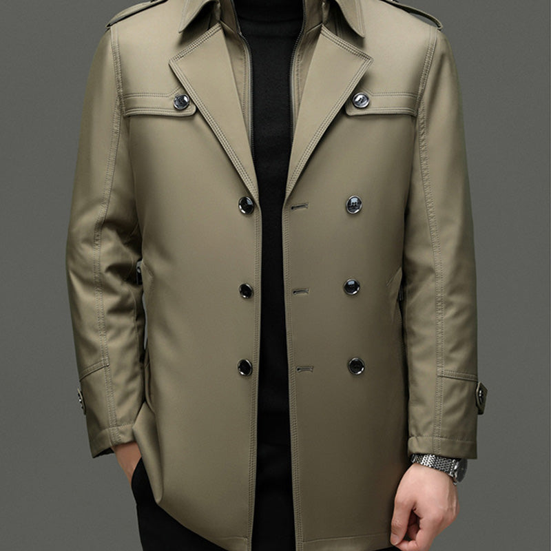 ✨Nur für kurze Zeit 50 % Rabatt – Herren-Trenchcoat in mittlerer Länge mit herausnehmbarem Futter