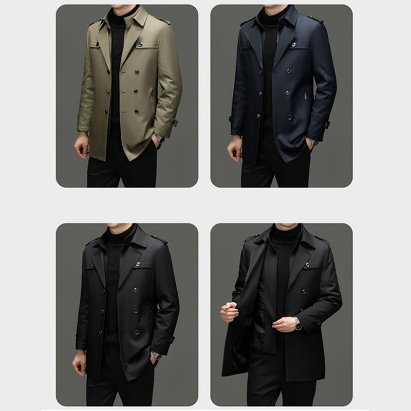 ✨Nur für kurze Zeit 50 % Rabatt – Herren-Trenchcoat in mittlerer Länge mit herausnehmbarem Futter