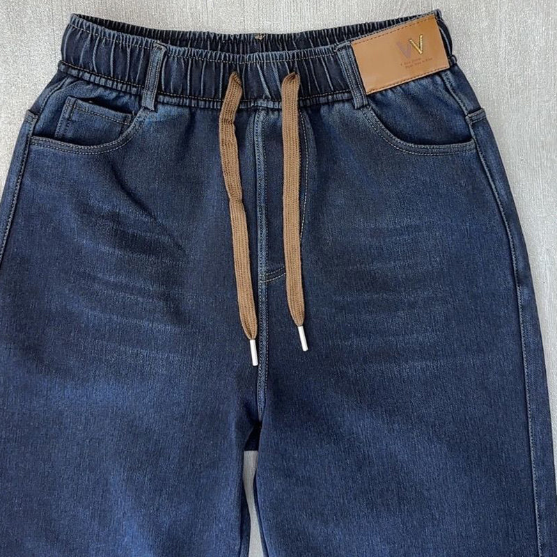 ⏳Tijdelijke aanbieding⏰Rechte damesjeans met elastische tailleband en trekkoord👖