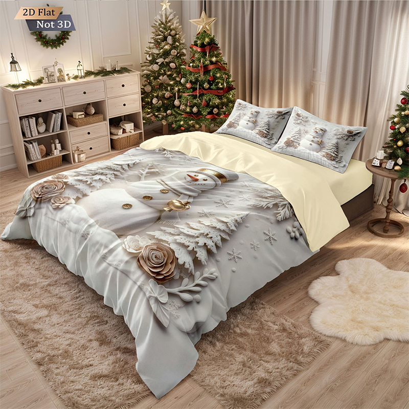 🎄 NU 49% KORTING! ✨ Feestelijke kerstset van 3-delige dekbedovertrekken - zacht geborsteld polyester met kerstmotieven voor een gezellige seizoensdecoratie 🛏️❤️