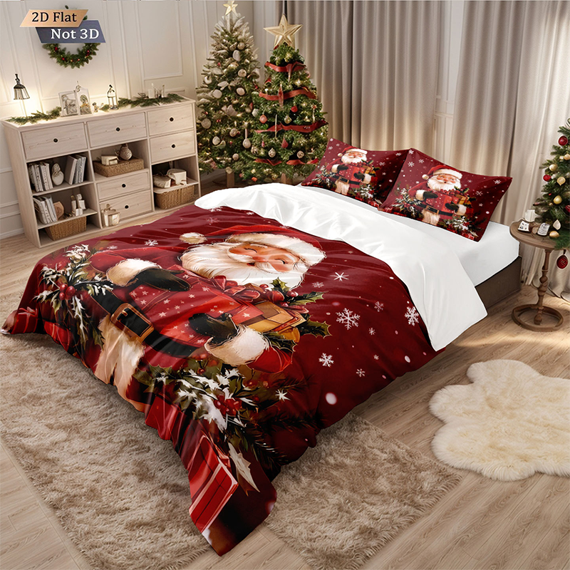 🎄 NU 49% KORTING! ✨ Feestelijke kerstset van 3-delige dekbedovertrekken - zacht geborsteld polyester met kerstmotieven voor een gezellige seizoensdecoratie 🛏️❤️